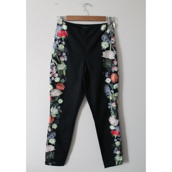 Ted Baker Baynar Kensington Floral Print Ankle Grazer Pants Size TED 0/ US 2 - Picture 3 of 5